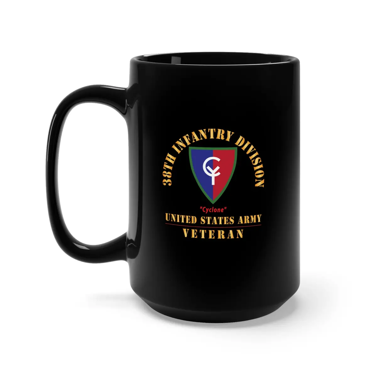 Black Mug 15Oz - Army - Ssi - 38Th Infantry Division - Cyclone - Us Army Veteran X 300 1