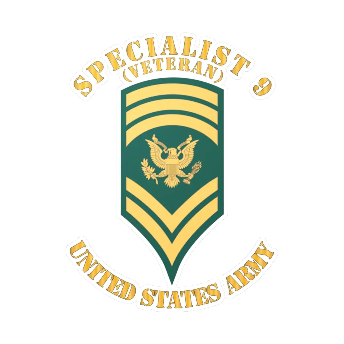 Kiss-Cut Vinyl Decals - Army - Enlisted - Spec 9 - Specialist 9 - Std - Veteran X 300 1