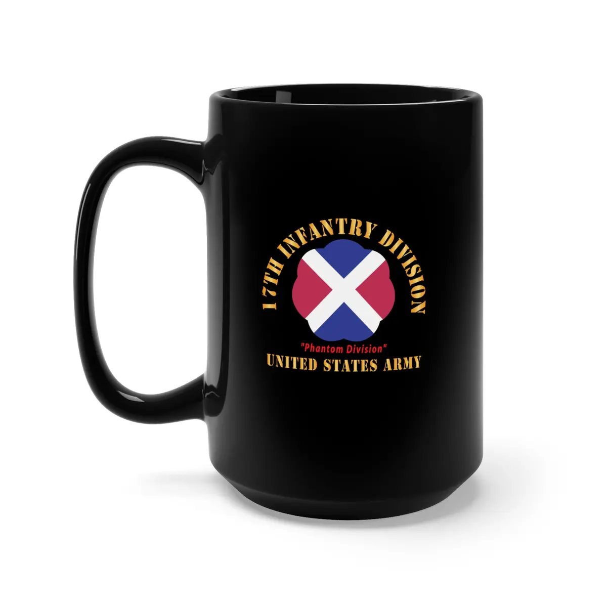 Black Mug 15Oz - Army - Ssi - 17Th Infantry Division - Phantom Division - Us Army X 300 2