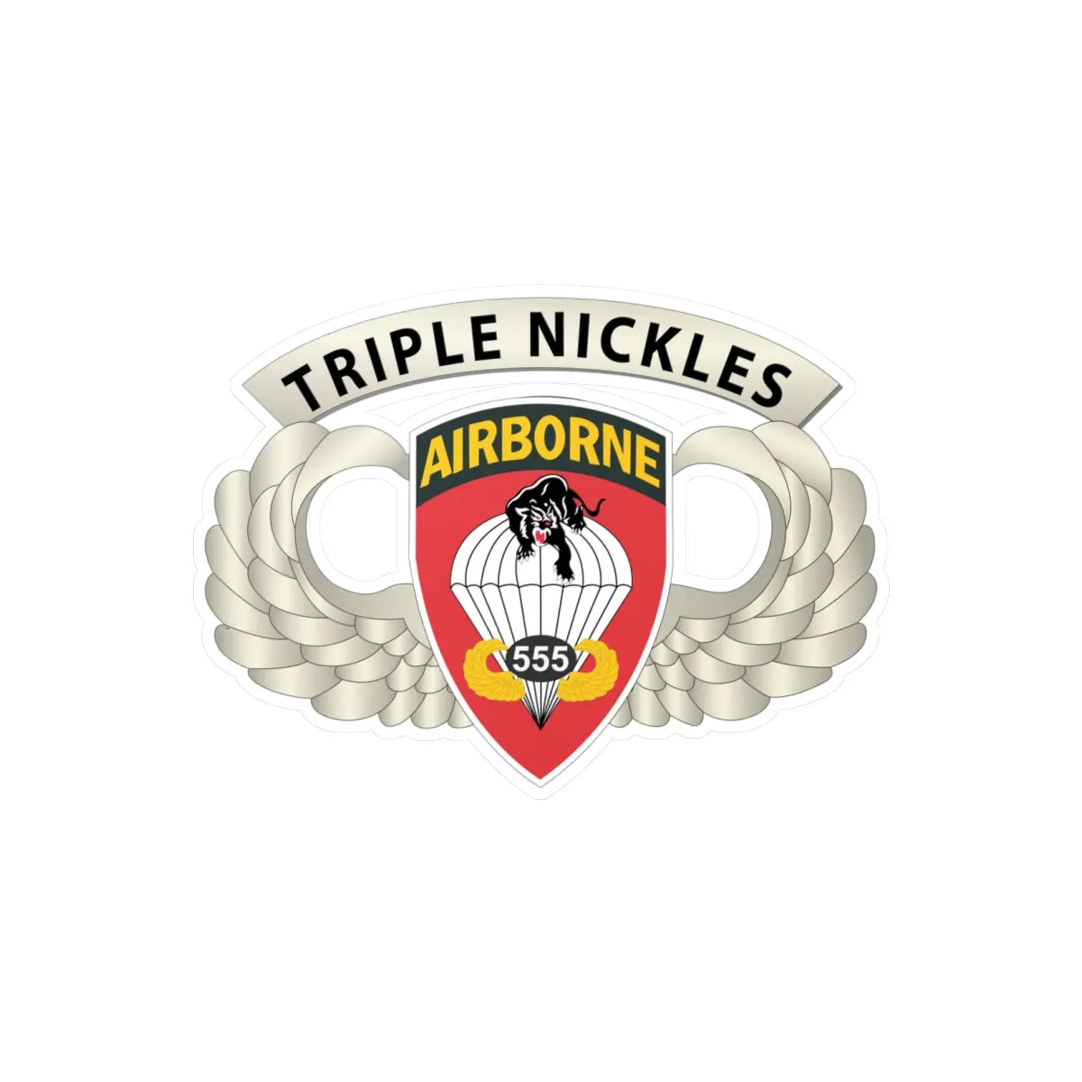 Kiss-Cut Vinyl Decals - Army - Airborne Badge - 555Th Parachute Infantry Bn - Ssi W  Triple Nickles Tab X 300 1