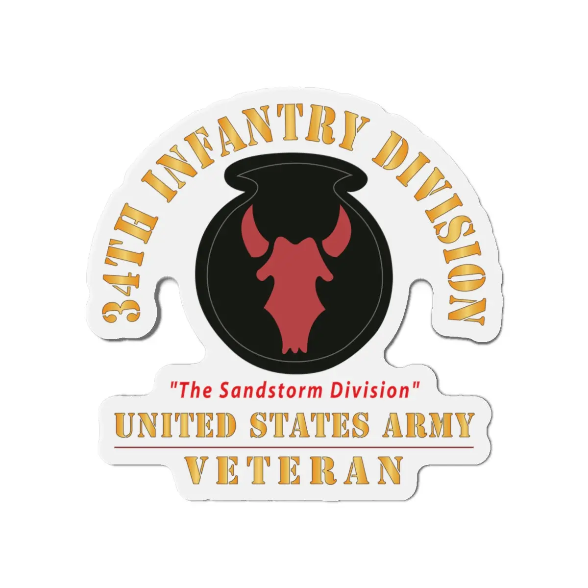 Die-Cut Magnets - Army - Ssi - 34Th Infantry Division - The Sandstorm Division - Us Army Veteran X 300 2