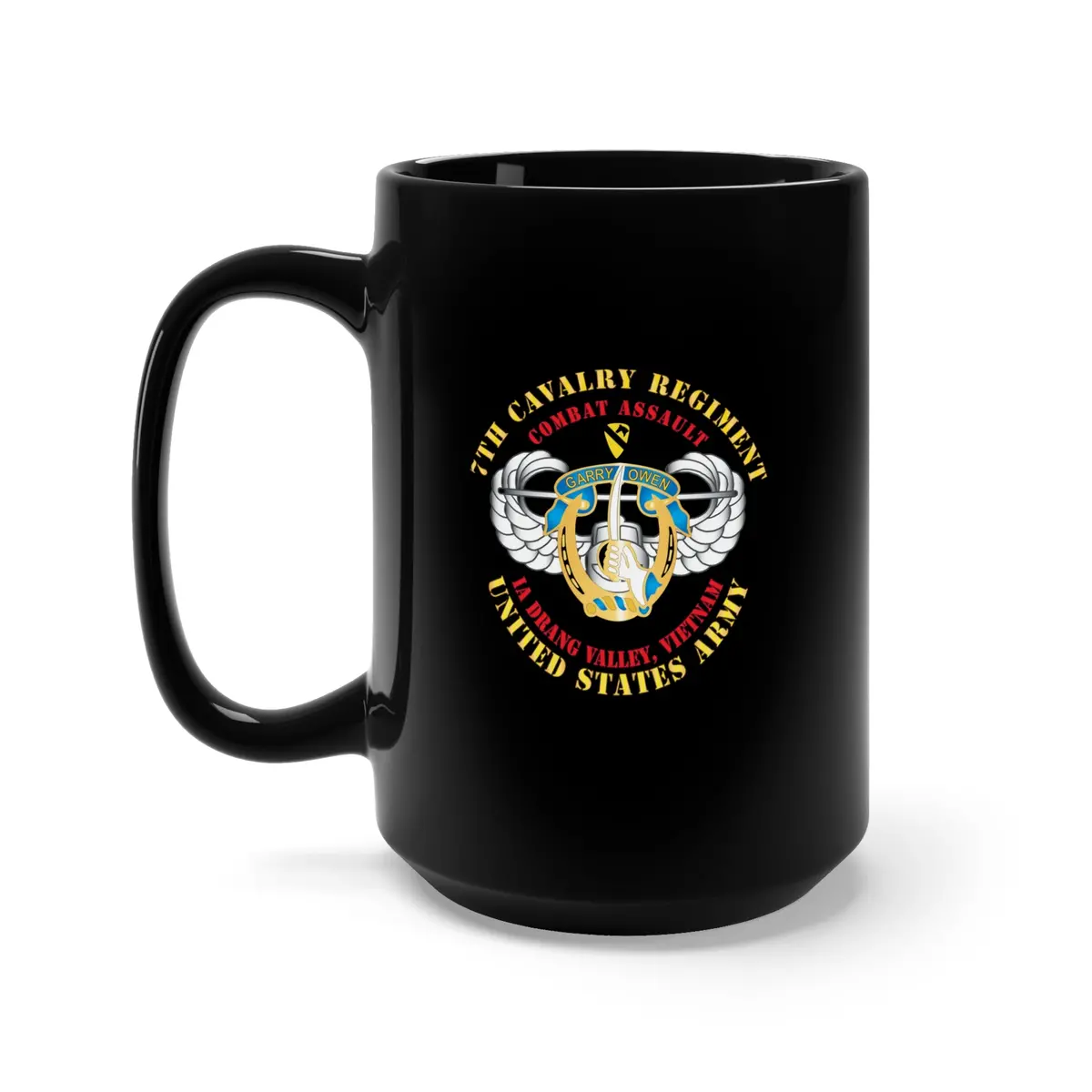 Black Mug 15Oz - Army - Air Assault - 7Th Cav - Ia Drang 1