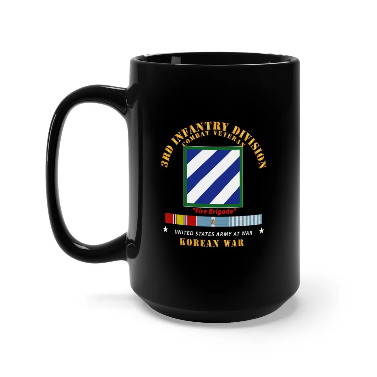 Black Mug 15Oz - Army - 3Rd Id - Korean War W Korea War Svc 1