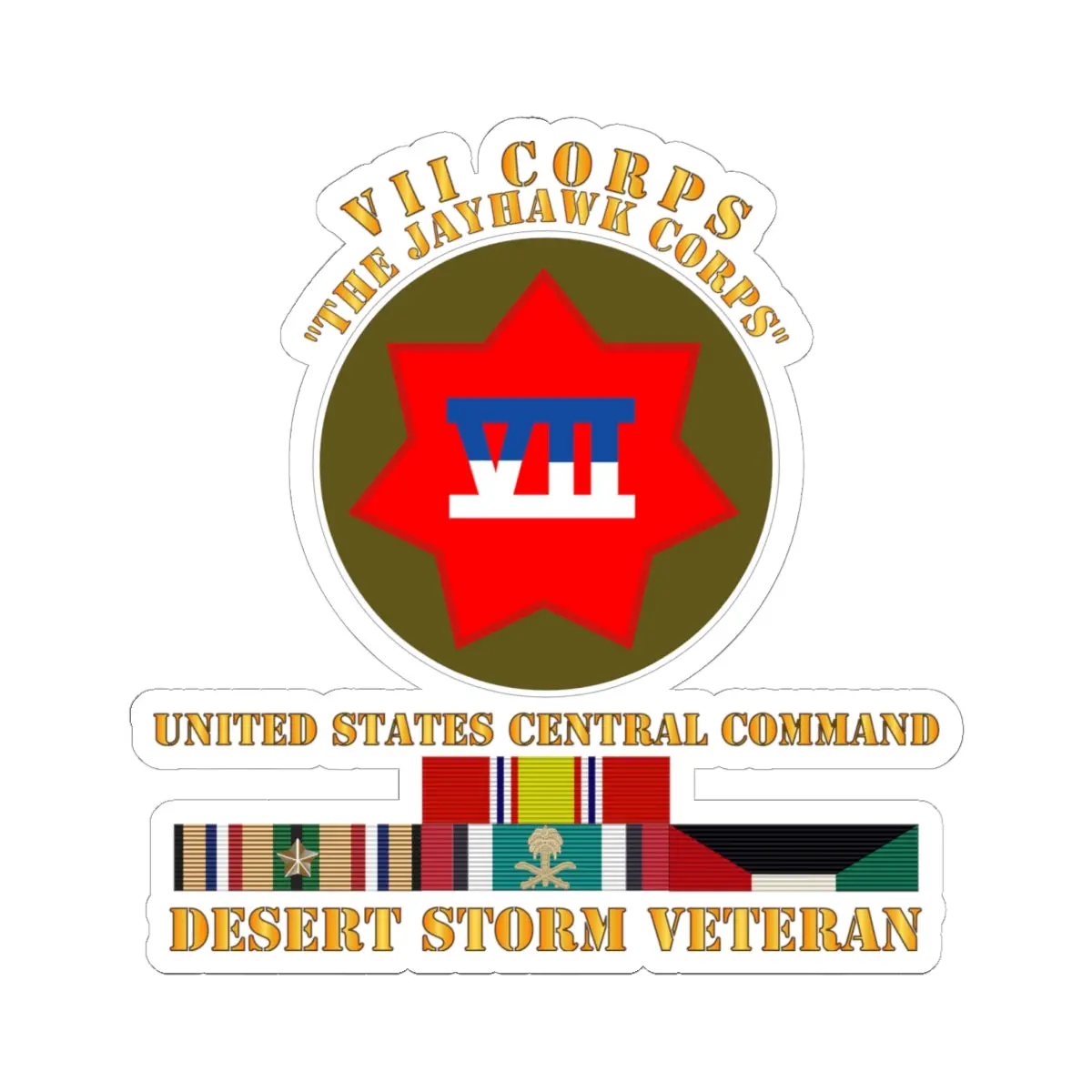 Kiss - Cut Stickers - Army - Vii Corps - Us Central Command - Desert Storm Veteran 1