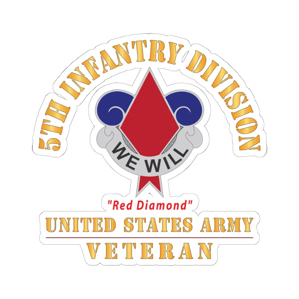 Kiss - Cut Stickers - Army - Dui - 5Th Infantry Division - Red Diamond - Us Army Veteran X 300 1