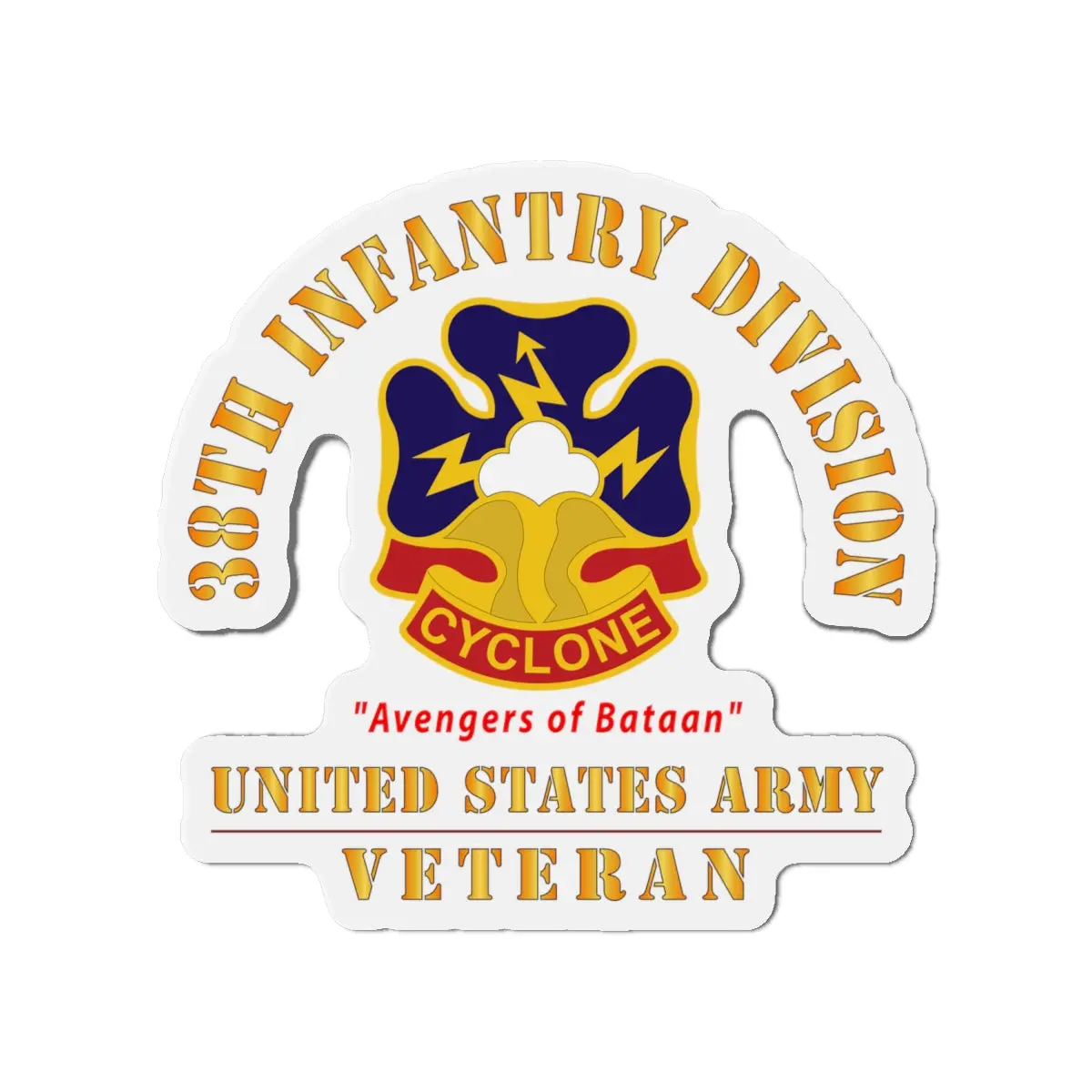 Die-Cut Magnets - Army - Dui - 38Th Infantry Division - Avengers Of Bataan - Us Army Veteran X 300 1