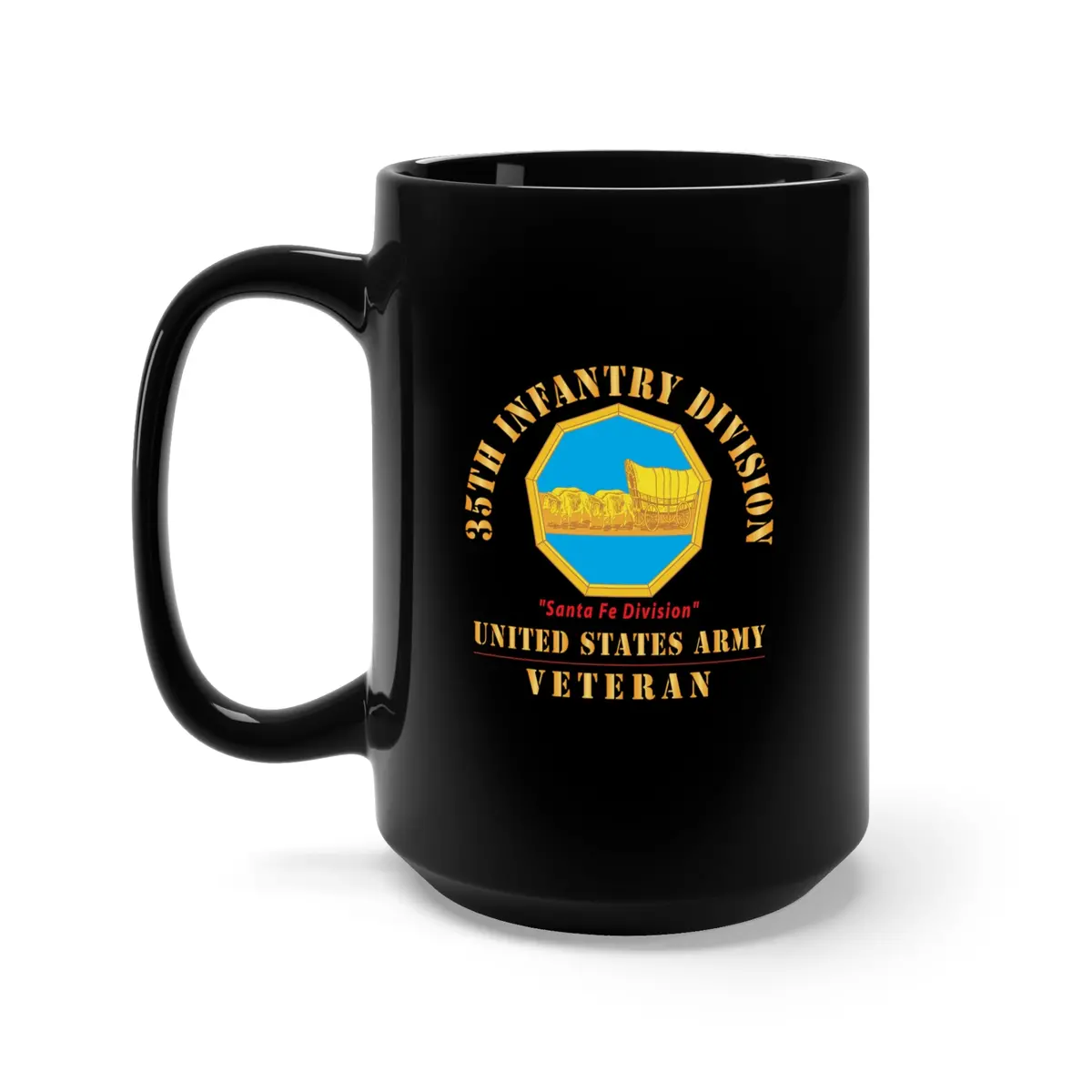 Black Mug 15Oz - Army - Dui - 35Th Infantry Division - Santa Fe Division - Us Army Veteran X 300 1