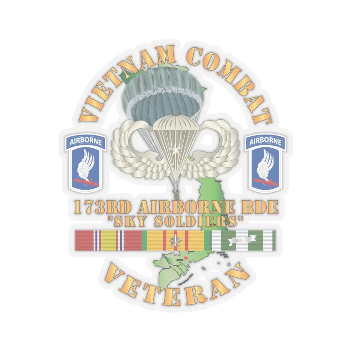 Kiss-Cut Stickers - Army - Vietnam Combat Infantry Veteran W 173Rd Airborne Bde Ssi X 300 2