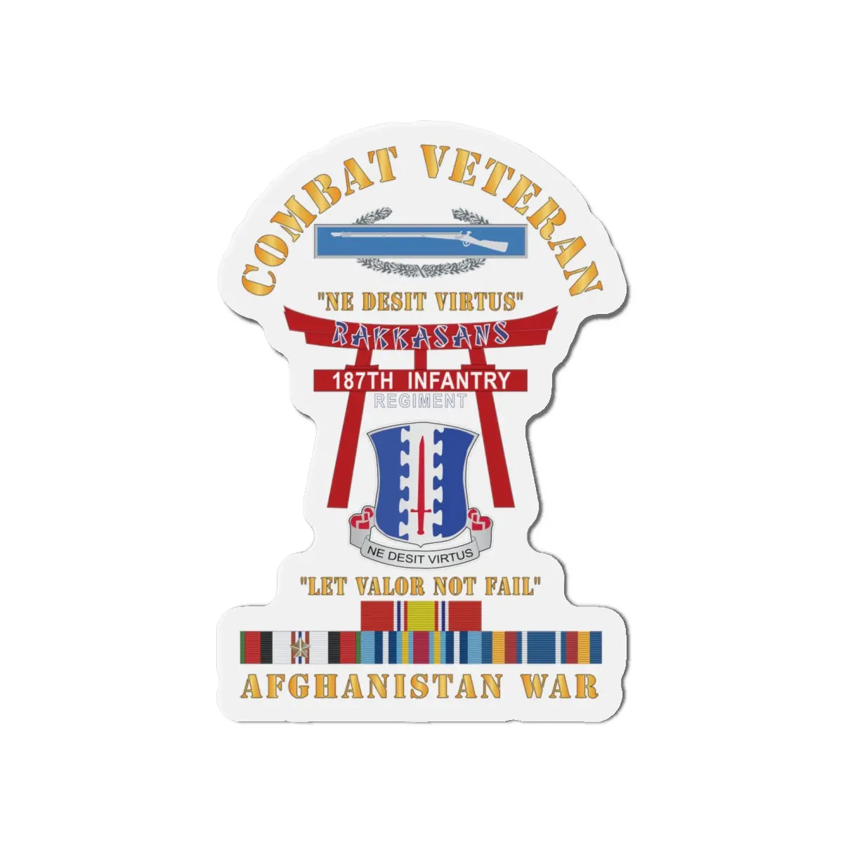Die-Cut Magnets - Army - Combat Veteran - 187Th Infantry Regiment - Torii, Rakkasans, Let Valor Not Fail, English, Latin W Cib W Afghan Svc X 300 1