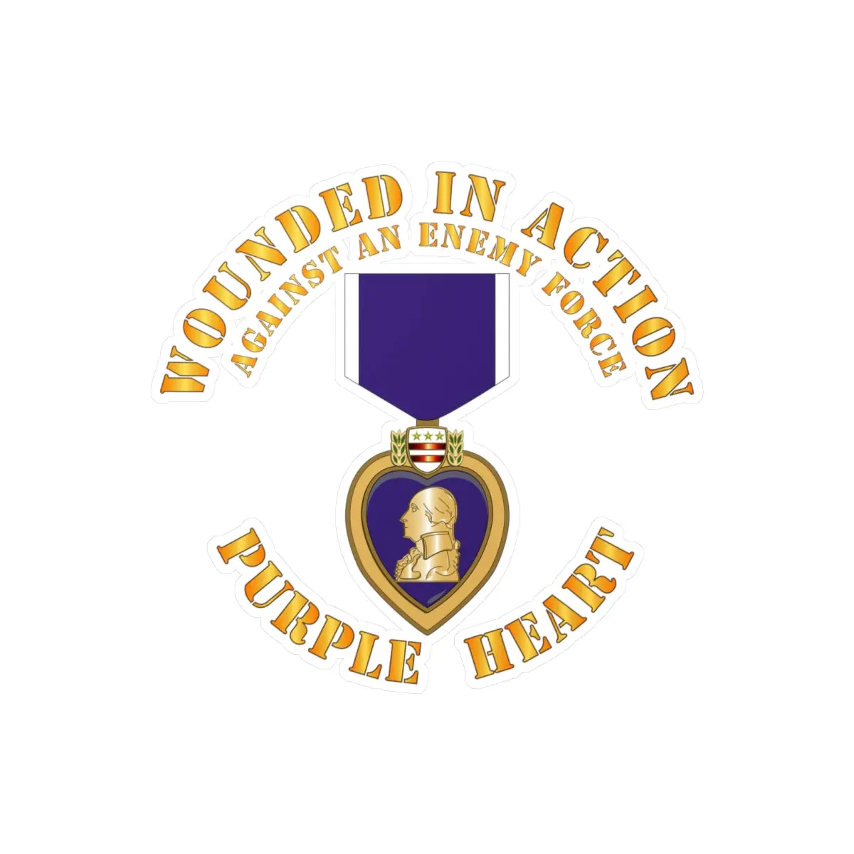 Kiss-Cut Vinyl Decals - Wounded In Action - Purple Heart - Against Enemy X 300 1