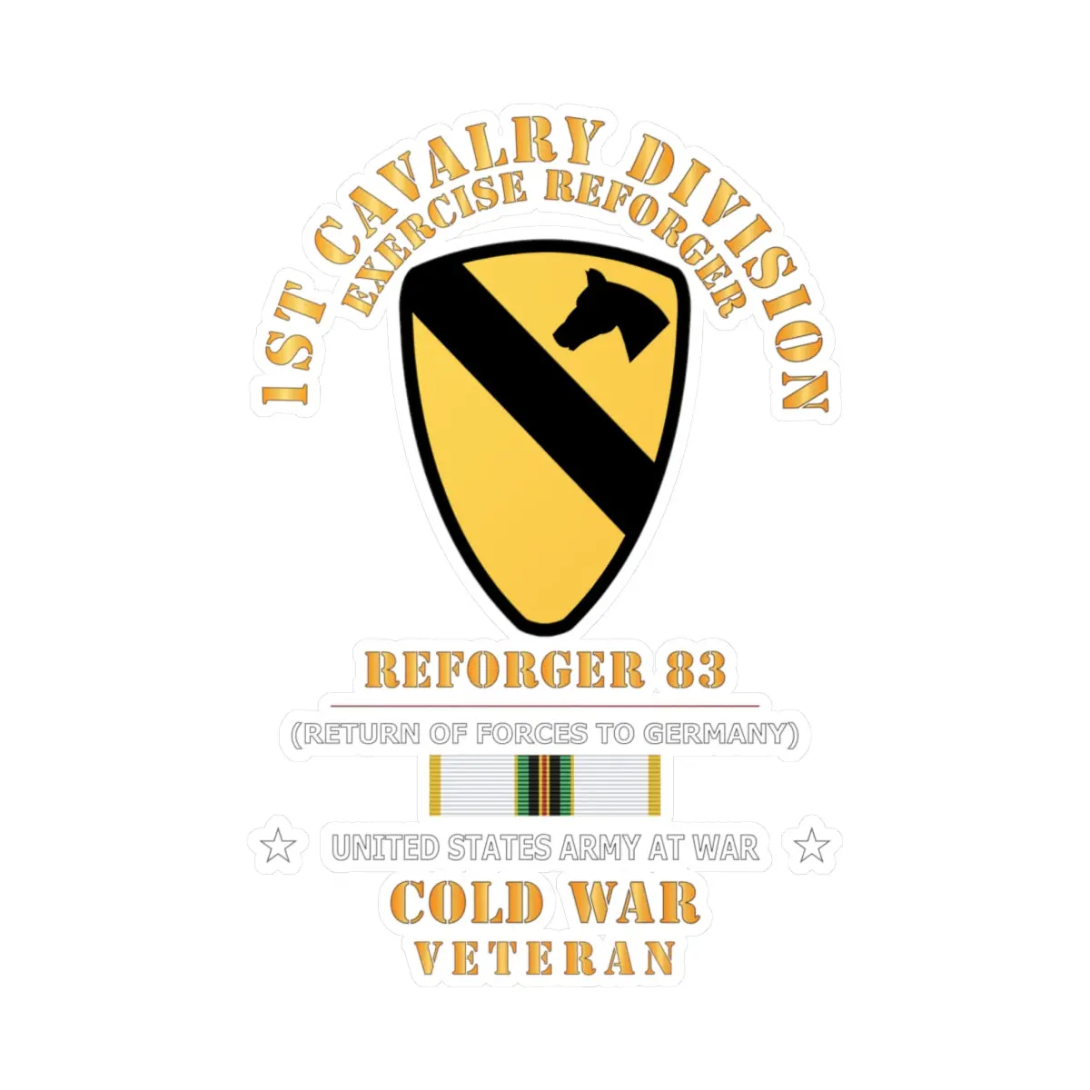 Kiss-Cut Vinyl Decals - Army - 1St Cavalry Division - Ssi -Reforger 83 - Cold War Veteran W Svc X 300 1