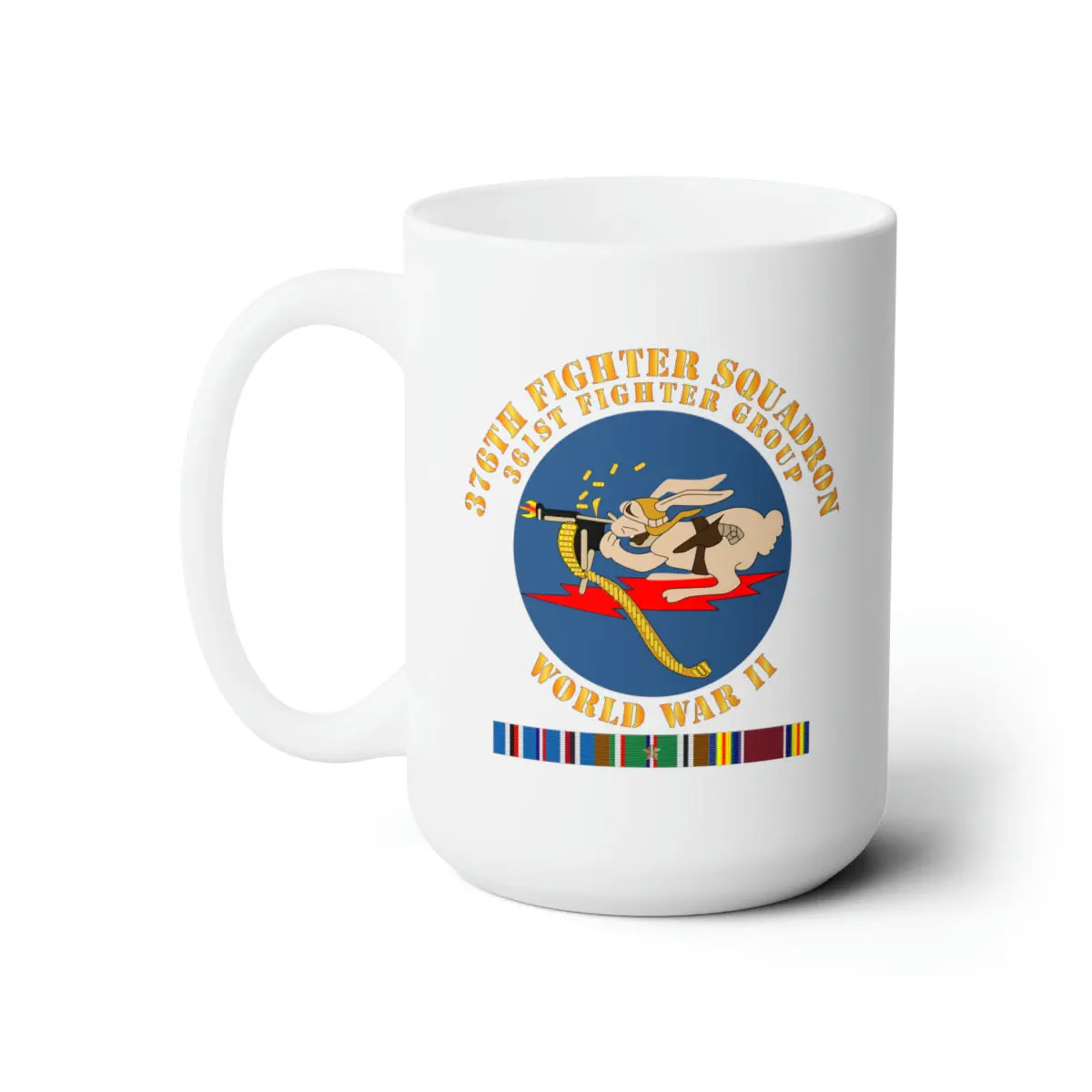 White Ceramic Mug 15Oz - Aac - 376Th Fighter Squadron - Wwii W Eur Svc 1