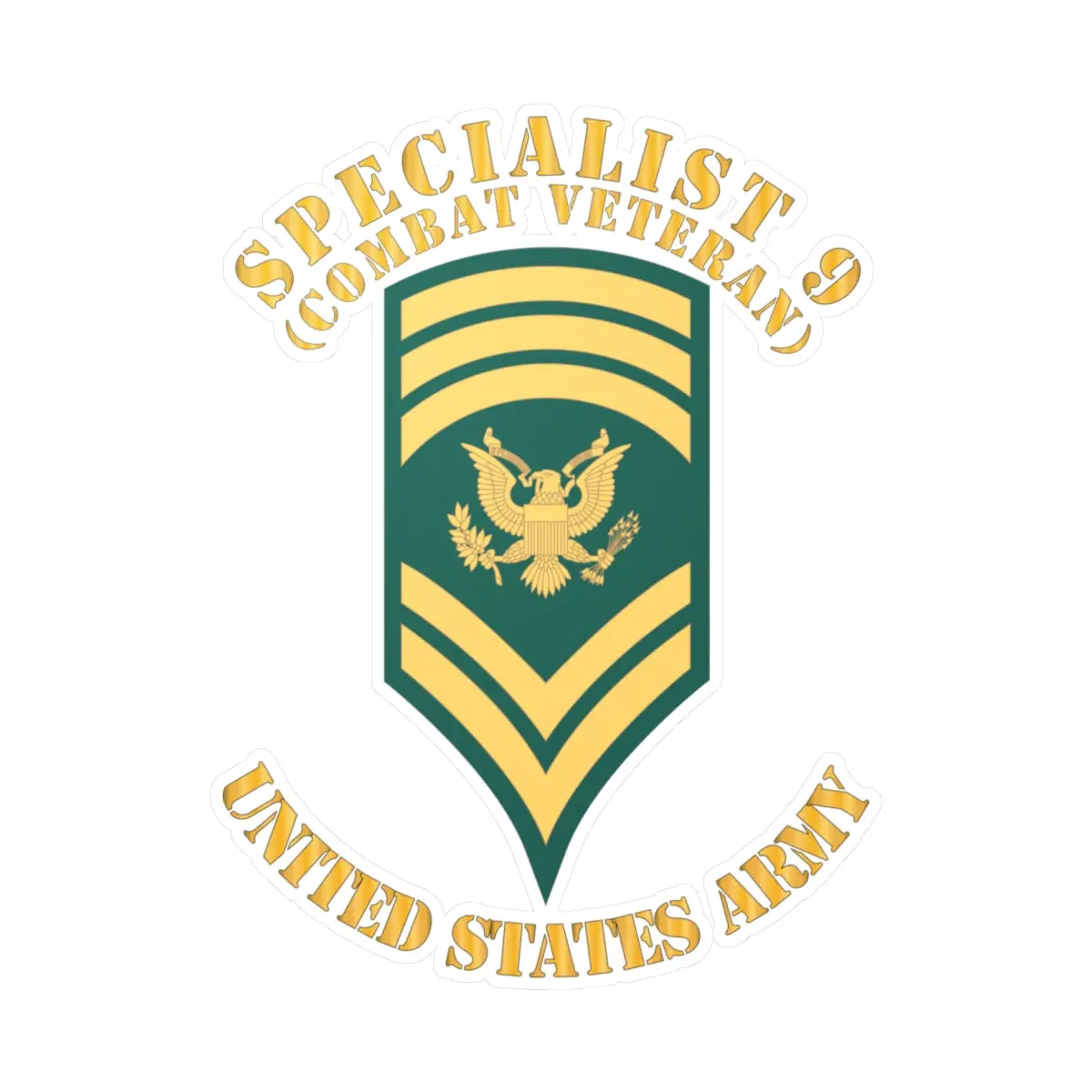 Kiss-Cut Vinyl Decals - Army - Enlisted - Spec 9 - Specialist 9  - Std - Combat Veteran X 300 1