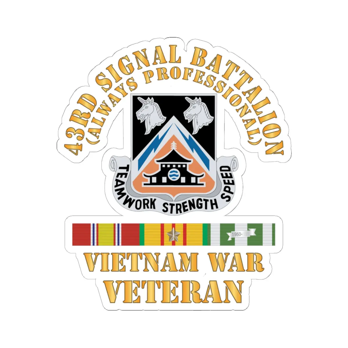 Kiss - Cut Stickers - Army - 43Rd Signal Battalion - Vietnam War Veteran - Dui W Vn Svc X 300 1