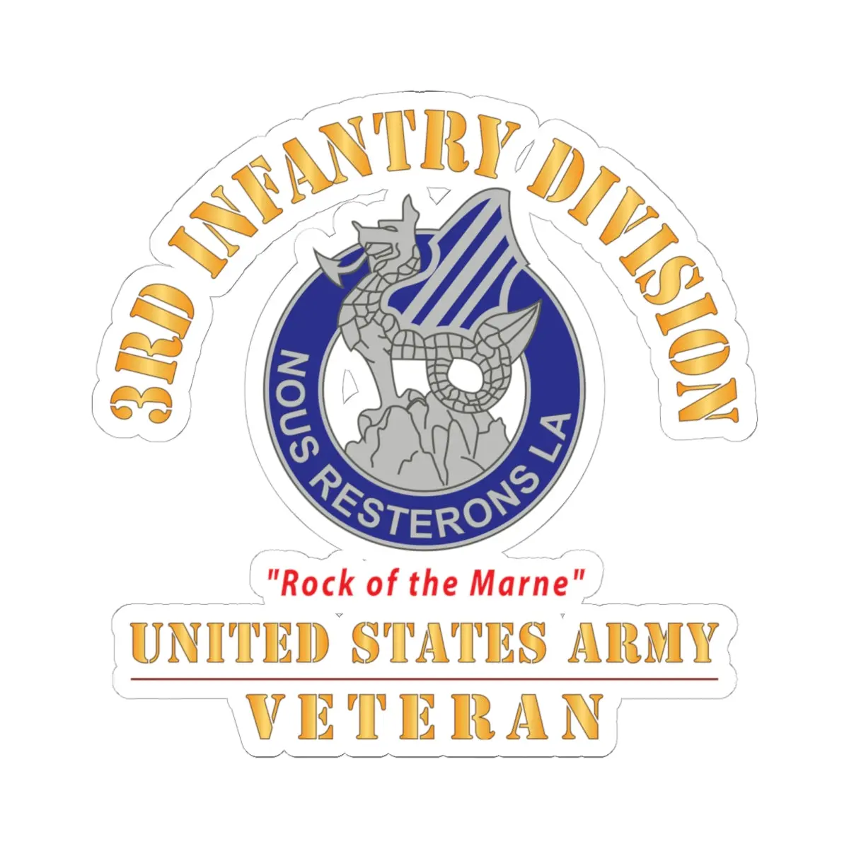 Kiss - Cut Stickers - Army - Dui - 3Rd Infantry Division - Rock Of The Marne - Us Army Veteran X 300 1