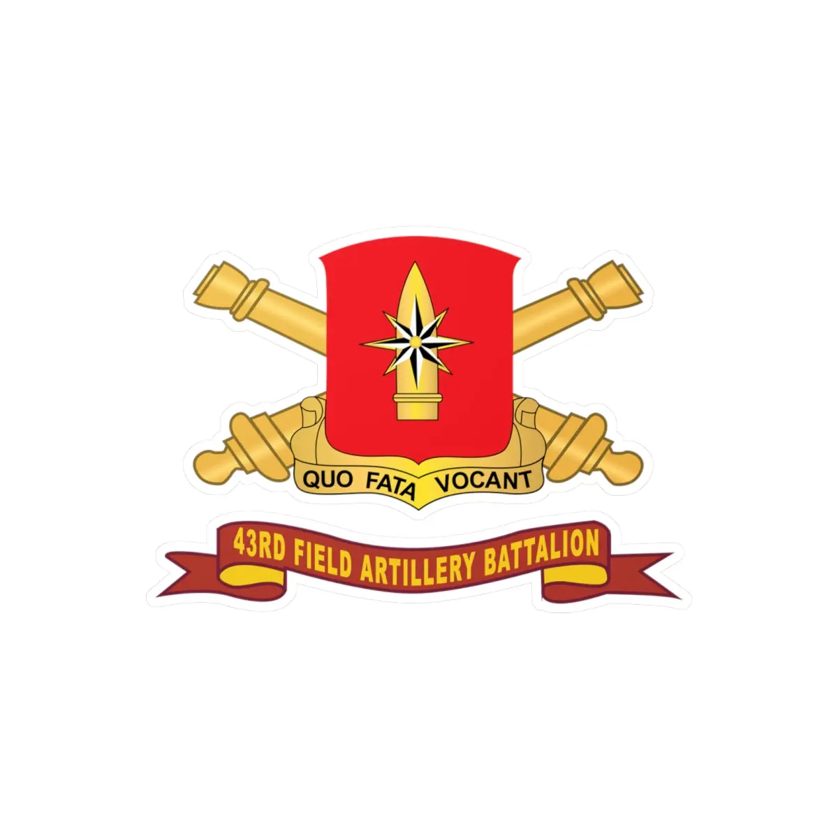Kiss-Cut Vinyl Decals - 43Rd Field Artillery Battalion - Red W Br - Ribbon X 300 1