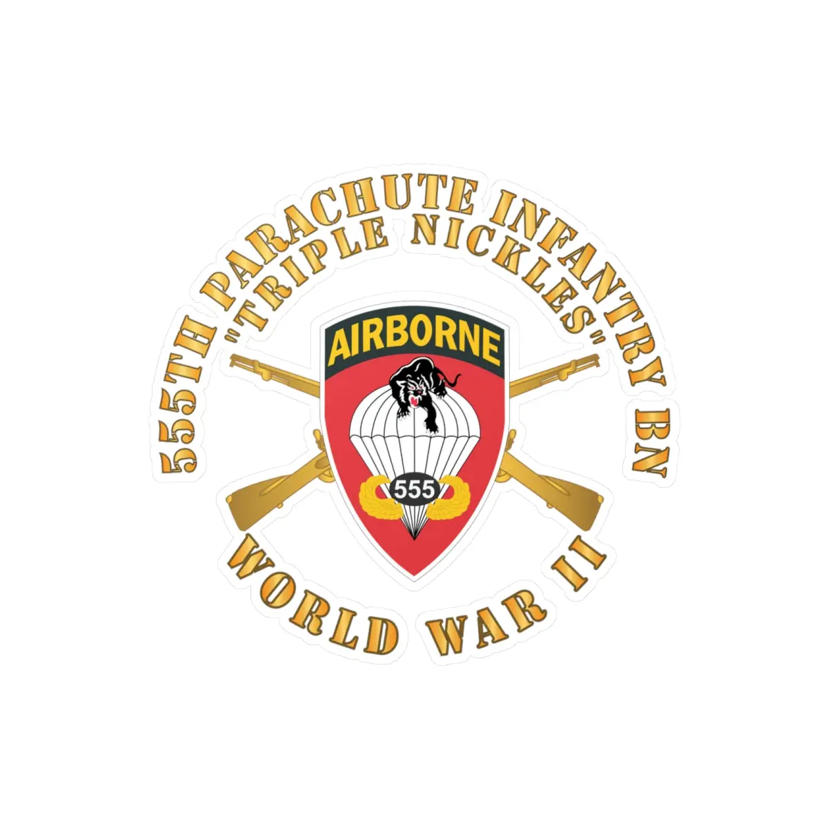 Kiss-Cut Vinyl Decals - Army - 555Th Infantry Parachute Bn Ssi - Triple Nickles - Wwii W Br X 300 1