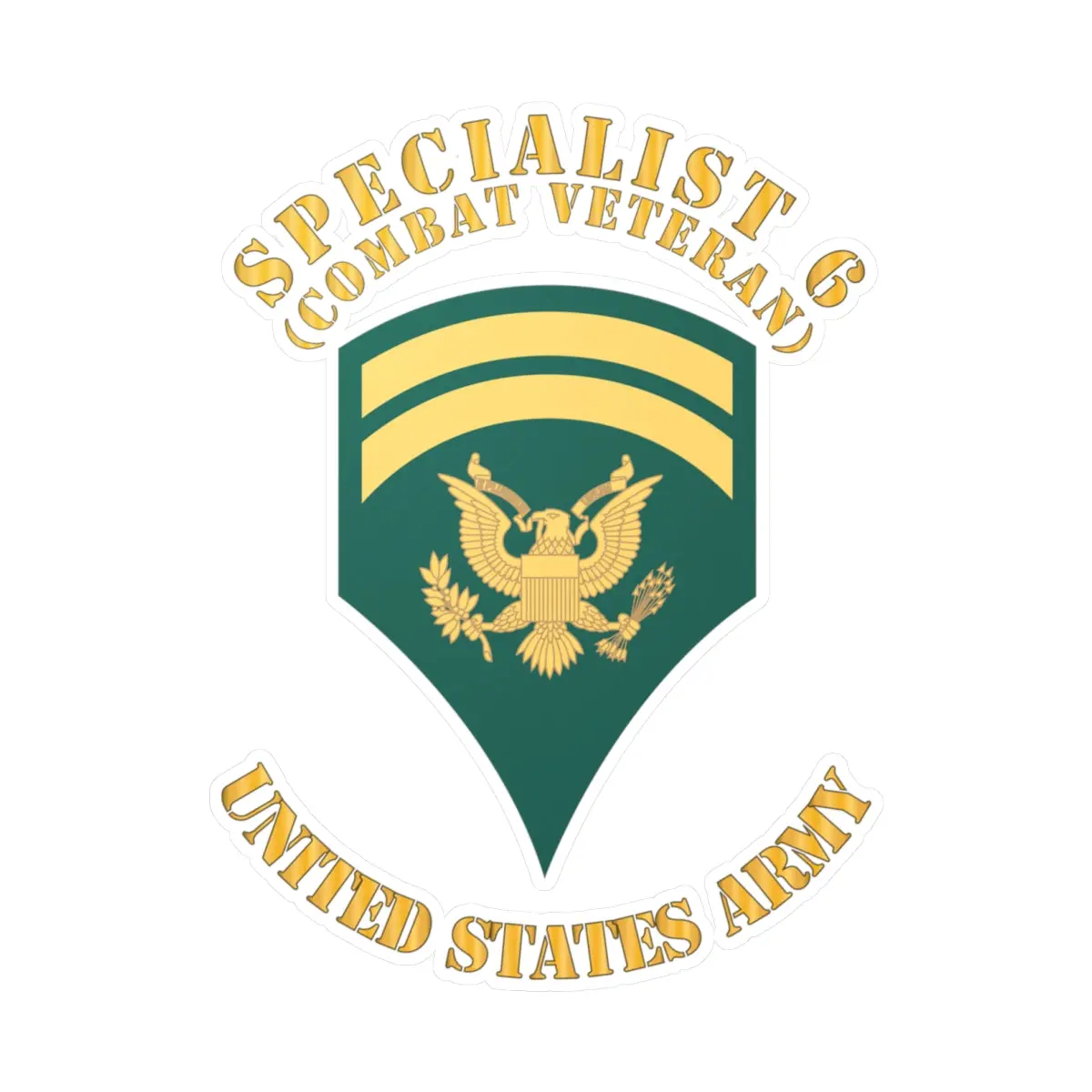 Kiss-Cut Vinyl Decals - Army - Enlisted - Spec 6 - Specialist 6  - Std - Combat Veteran X 300 1