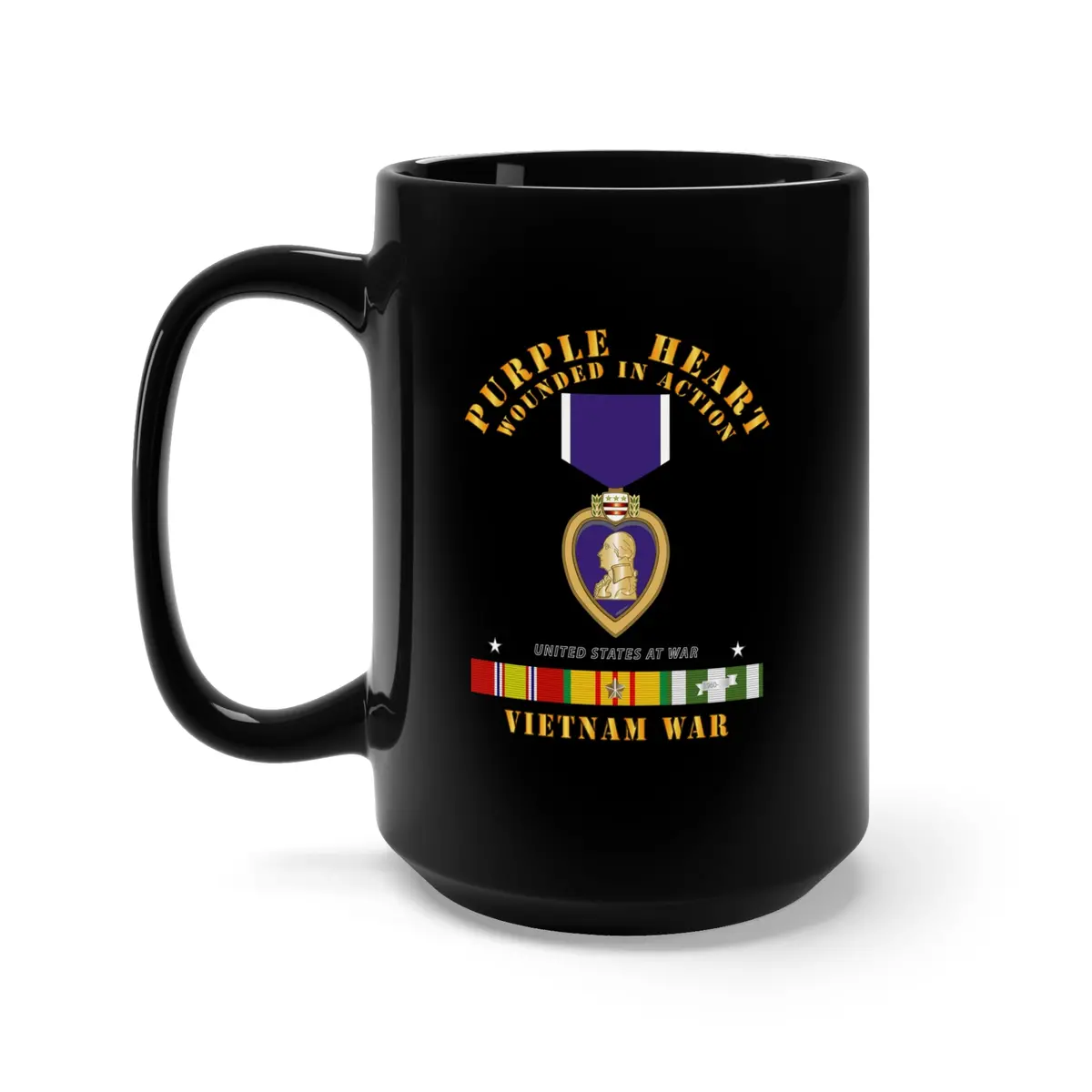 Black Mug 15Oz - Purple Heart - Wia W Vn Svc 1