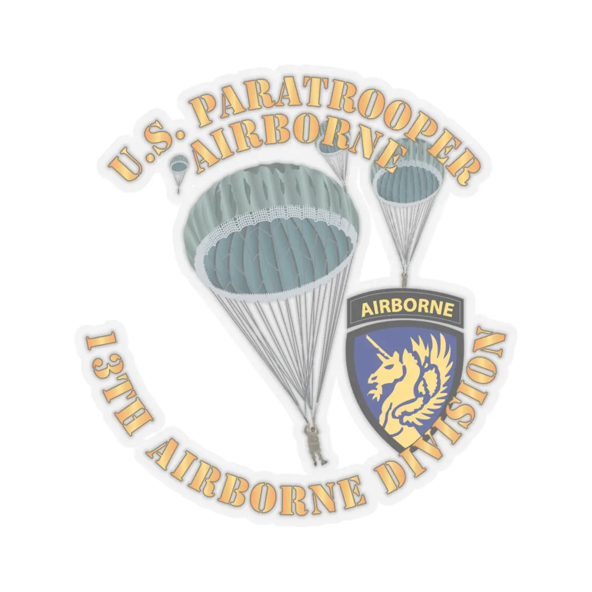 Kiss-Cut Stickers - Army - Us Paratrooper - 13Th Airborne Division X 300 2
