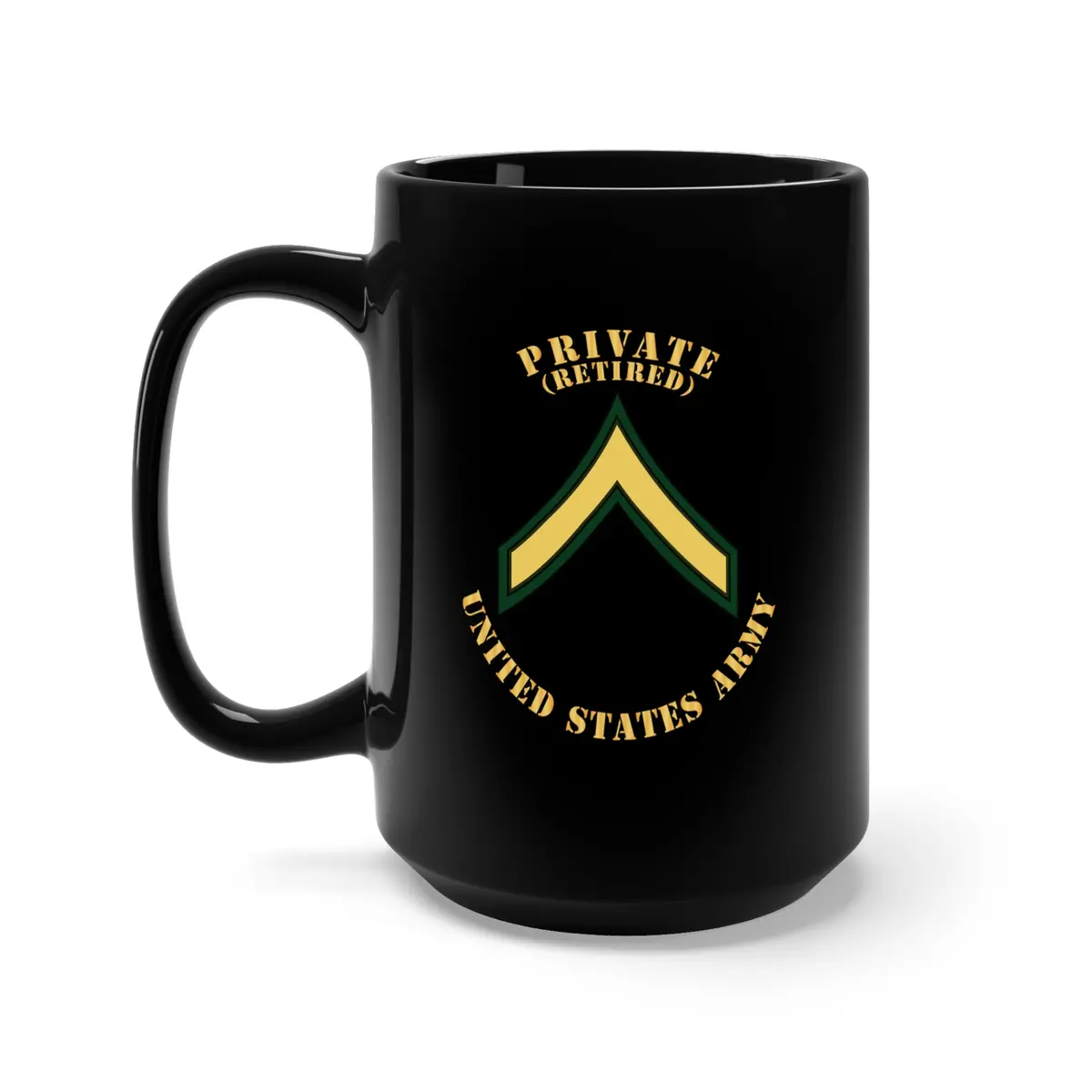 Black Mug 15Oz - Army - Private - Pv2 - Retired - Flat 1