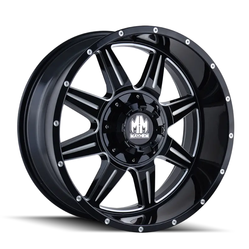 Mayhem Monstir Wheel – 20X9, 5X127 Bolt Pattern, 0Mm Offset, 87Mm Hub Bore, Black W/ Milled Spokes 1