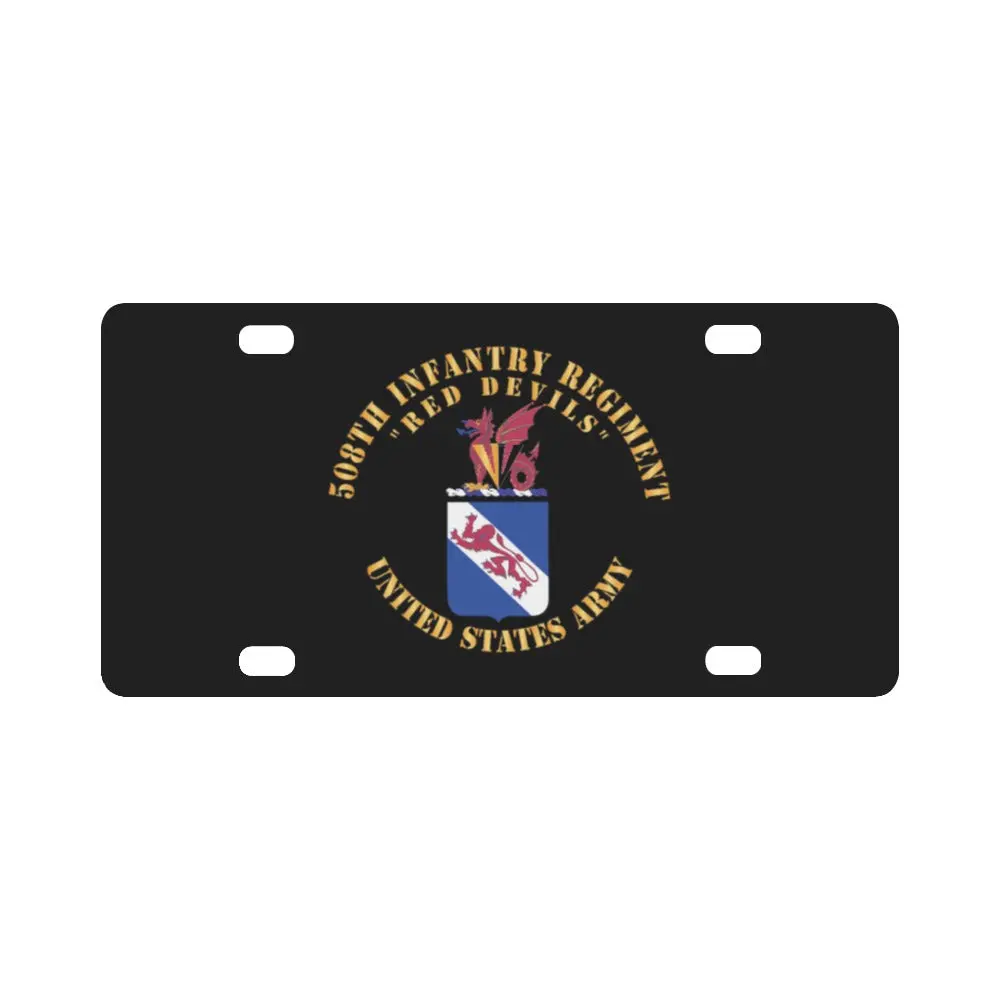 Army - Coa - Infantry - 508 Infantry Regiment W Txt - Red Devils X 300 Classic License Plate 1