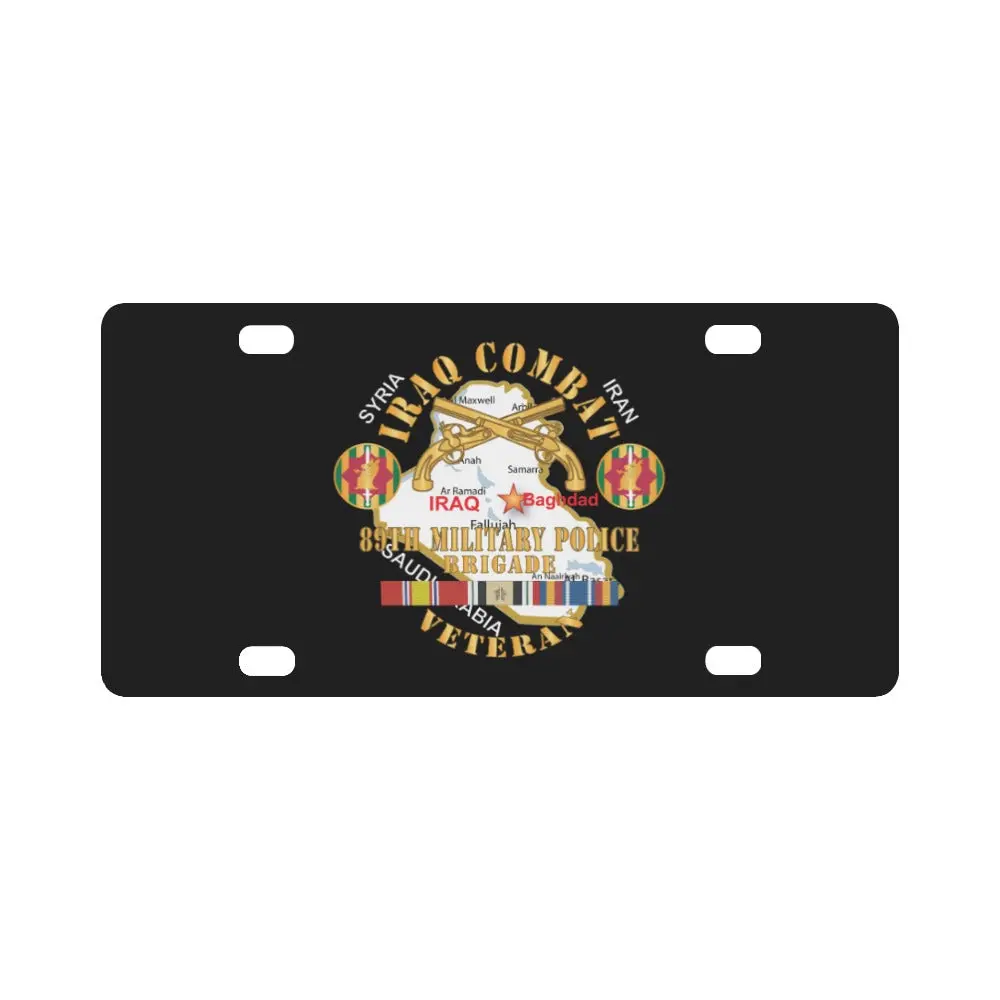 Army - 89Th Military Police Brigade - Iraq Combat Veteran - Ssi - Br W Iraq Svc X 300 Classic License Plate 1