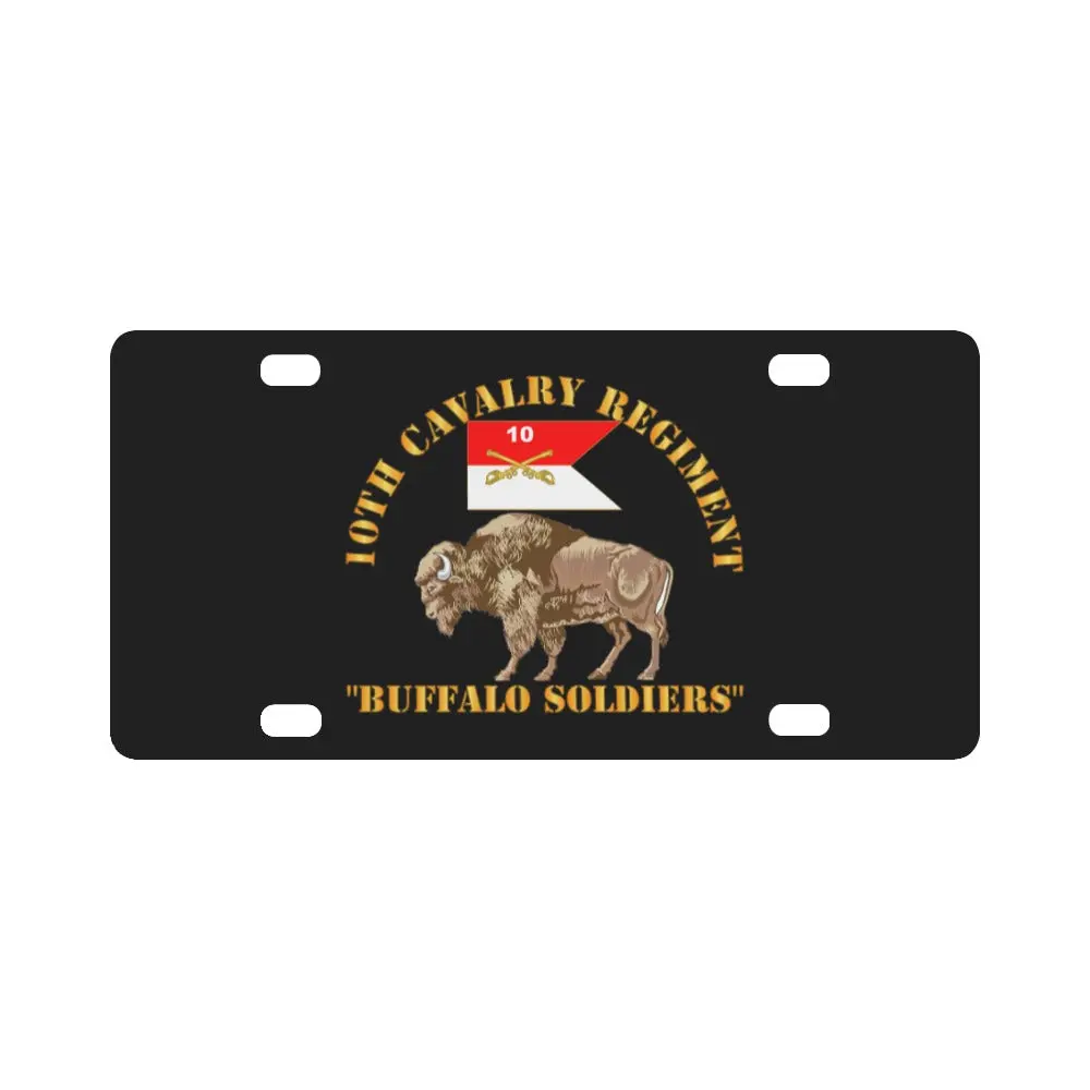 Army - 10Th Cavalry Regiment - Buffalo Soldiers W 10Th Cav Guidon Classic License Plate 1
