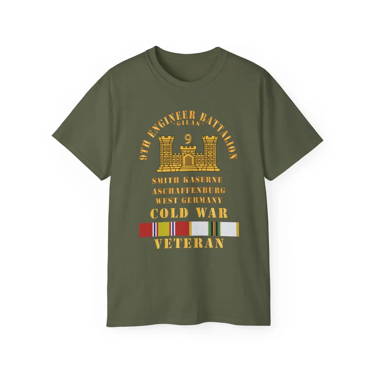Unisex Ultra Cotton Tee - Army - 9Th Engineer Battalion -Gilas W Br - Num, Aschaffenburg West Germany Cold Svc X 300 6