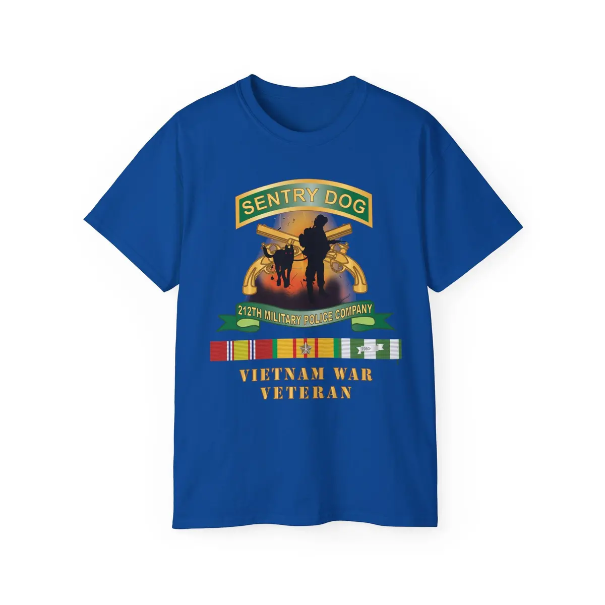 Unisex Ultra Cotton Tee - Army - Sentry Dog - 212Th Military Police Company - Dog Fire W Br - Ribbon Vietnam War Veteran W Vn Svc X 300 11