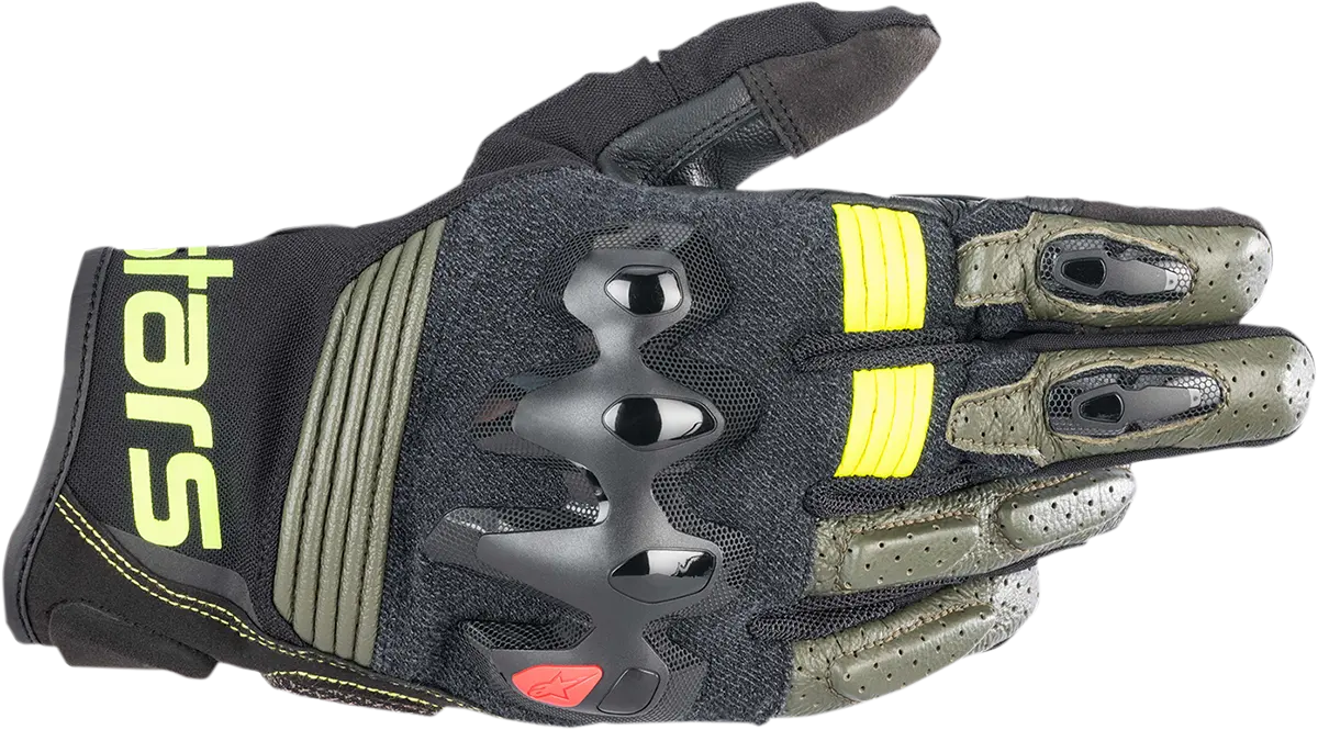 Alpinestars Halo Motorcycle Gloves – Forest Black/Fluo Yellow, Large (Model 3504822-6085-L) 1