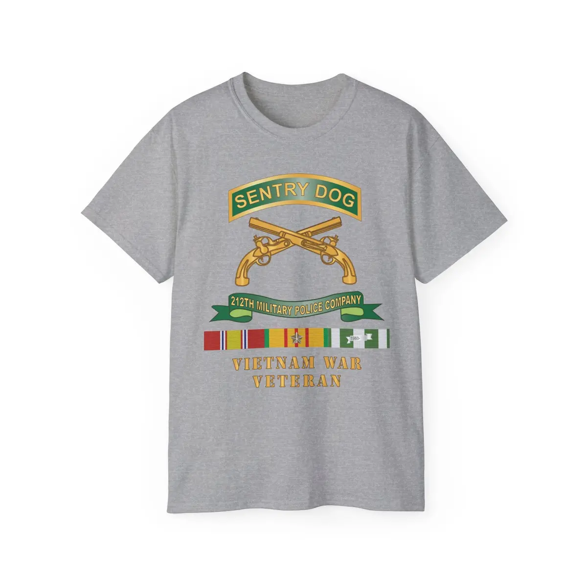 Unisex Ultra Cotton Tee - Army - Sentry Dog - 212Th Military Police Company W Br - Ribbon Vietnam War Veteran W Vn Svc X 300 7