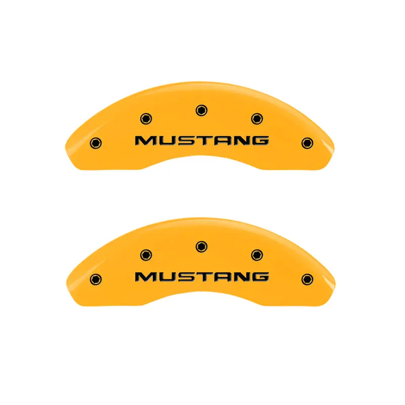 Mgp Engraved 4-Piston Caliper Covers – Front & Rear For 1997 Ford Mustang (Pony Yellow On Black) 1
