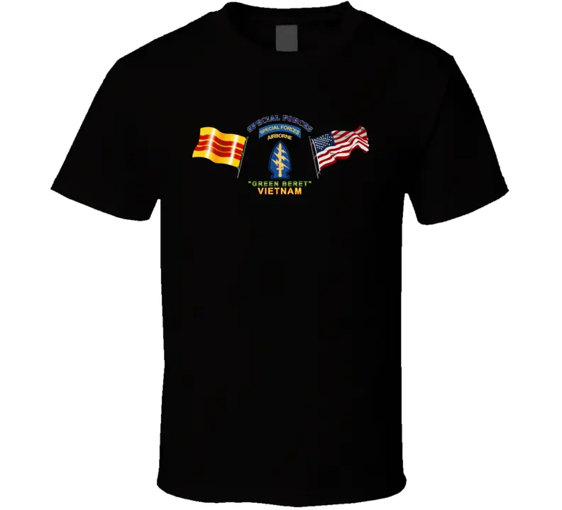 Sof - Ssi - Special Forces Green Beretwith - Flag T-Shirts - Premium 1