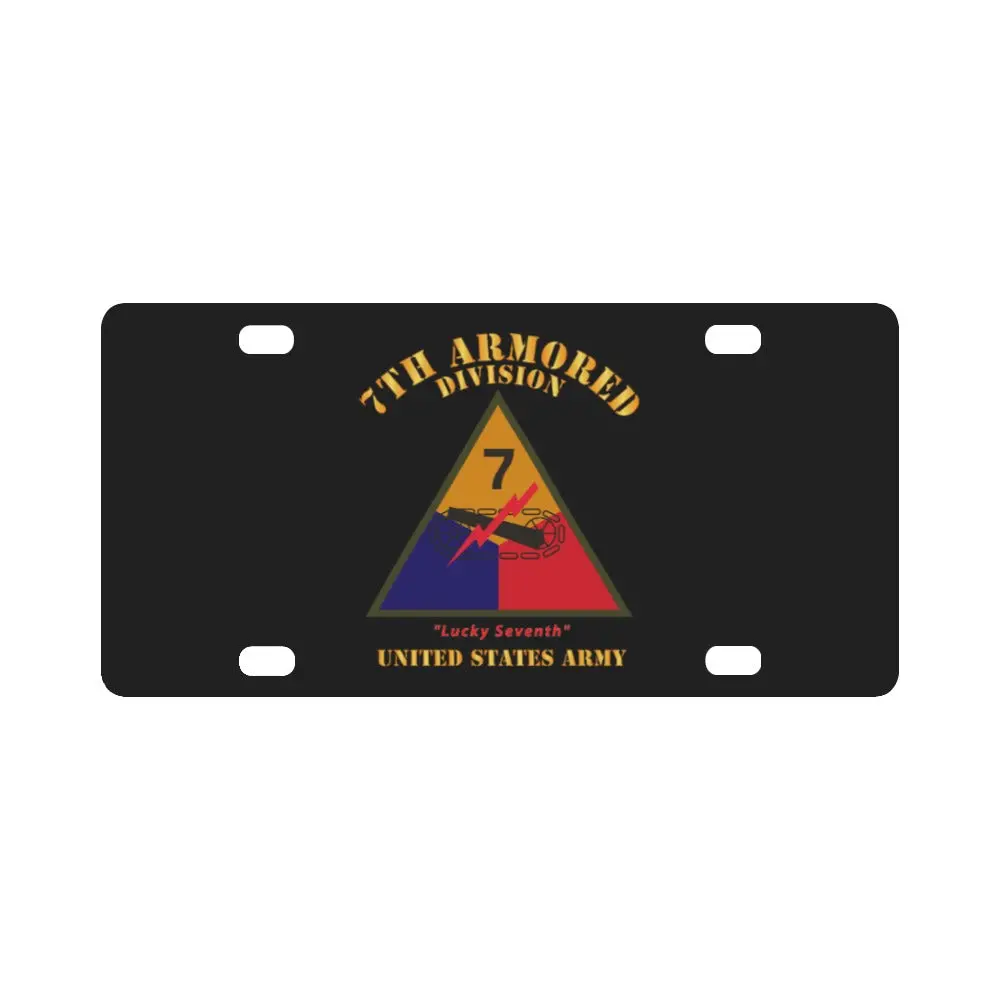 Army - Ssi - 7Th Armored Division - Lucky Seventh - Us Army X 300 Classic License Plate 1