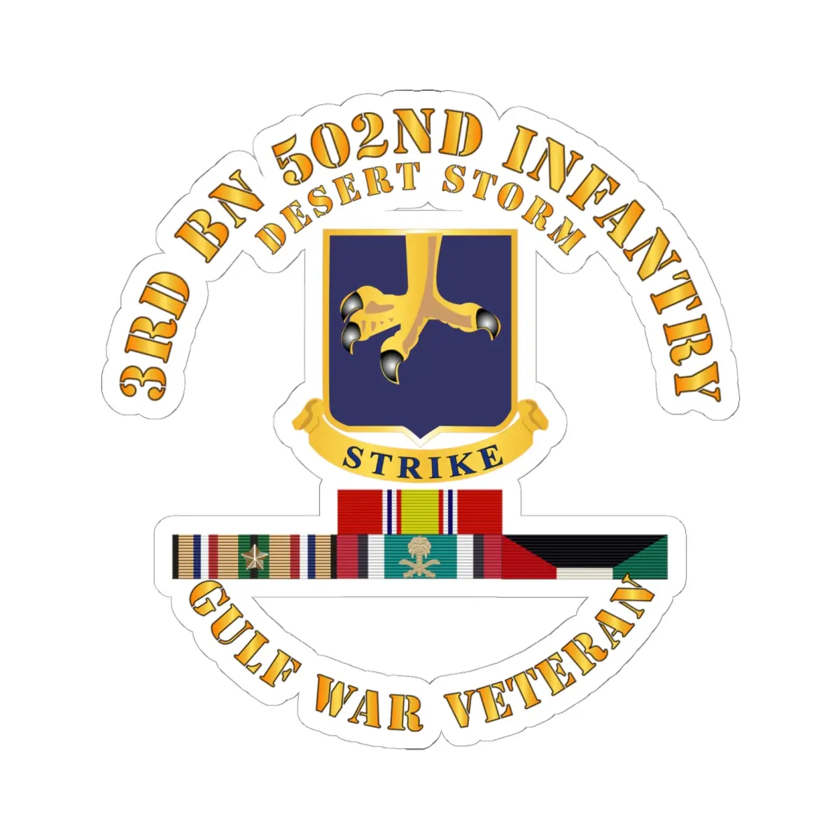 Kiss-Cut Stickers - Army - 3Rd Bn 502Nd Infantry - Desert Storm W Svc 1