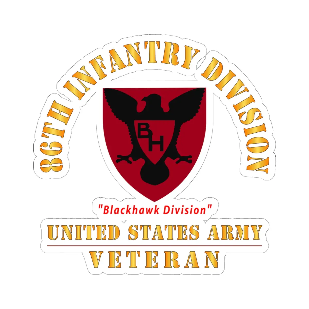 Kiss-Cut Stickers - Army - Ssi - 86Th Infantry Division - Blackhawk Division - Us Army Veteran X 300 1