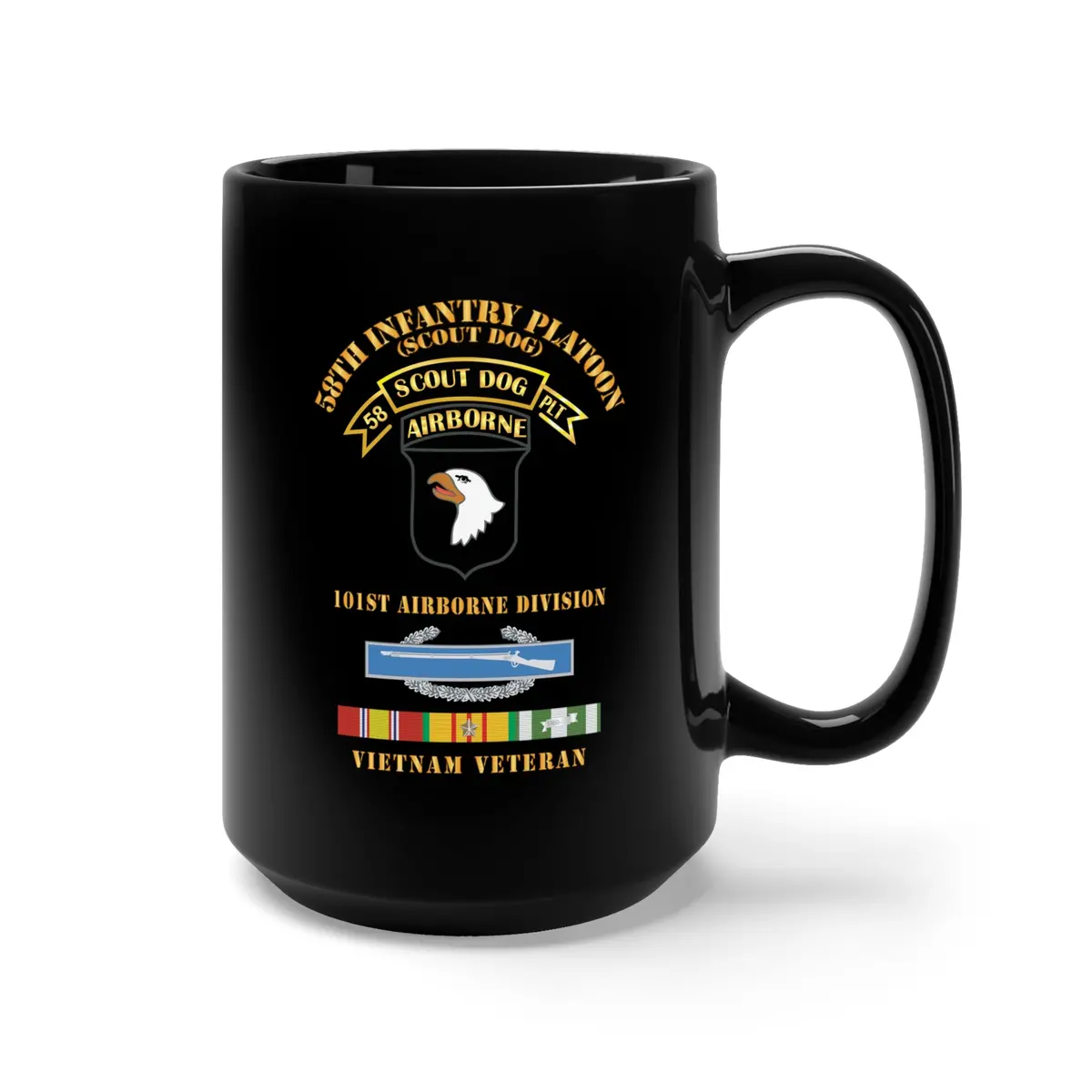 Black Mug 15Oz - Army - 58Th Infantry Platoon - Scout Dog - W Cib - Vn Svc X 300 2