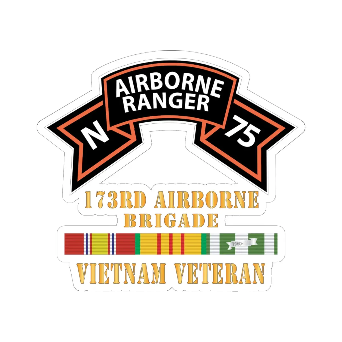 Kiss-Cut Stickers - Sof - N Company Scroll - 173Rd Airborne Brigade - Vietnam Veteran W Vn Svc 1