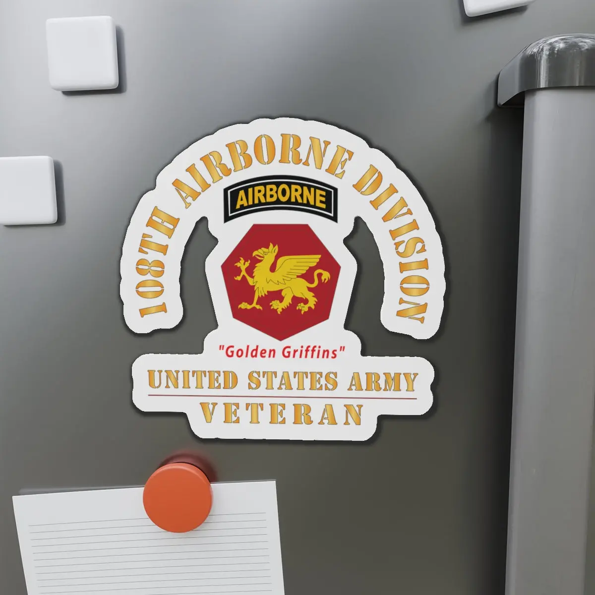 Die-Cut Magnets - Army - Ssi - 108Th Airborne Division (1946-1952 ) - Golden Griffins - Us Army Veteran X 300 1