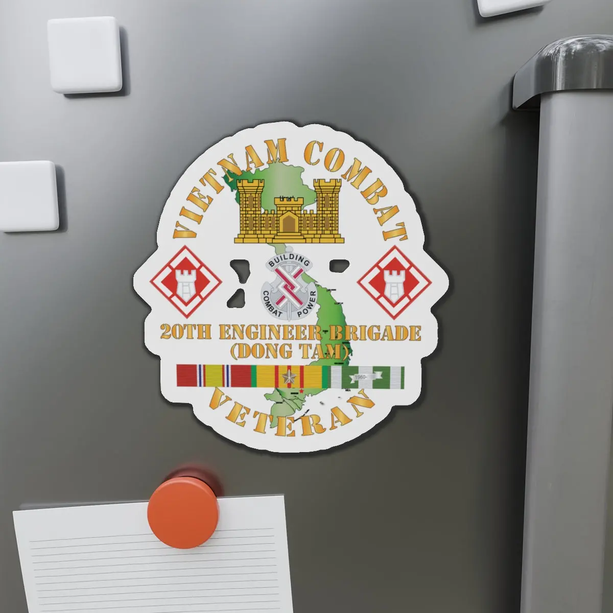 Die-Cut Magnets -Ssi - Army - Vietnam Combat Veteran W 20Th Engineer Brigade  Ssi - Dong Tam X 300 1