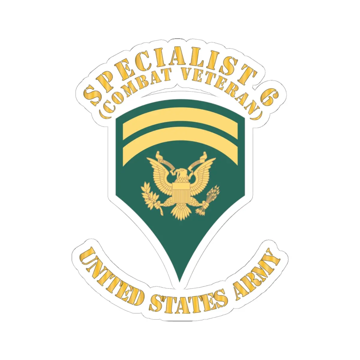 Kiss-Cut Stickers - Army - Enlisted - Spec 6 - Specialist 6 - Std - Retired X 300 1