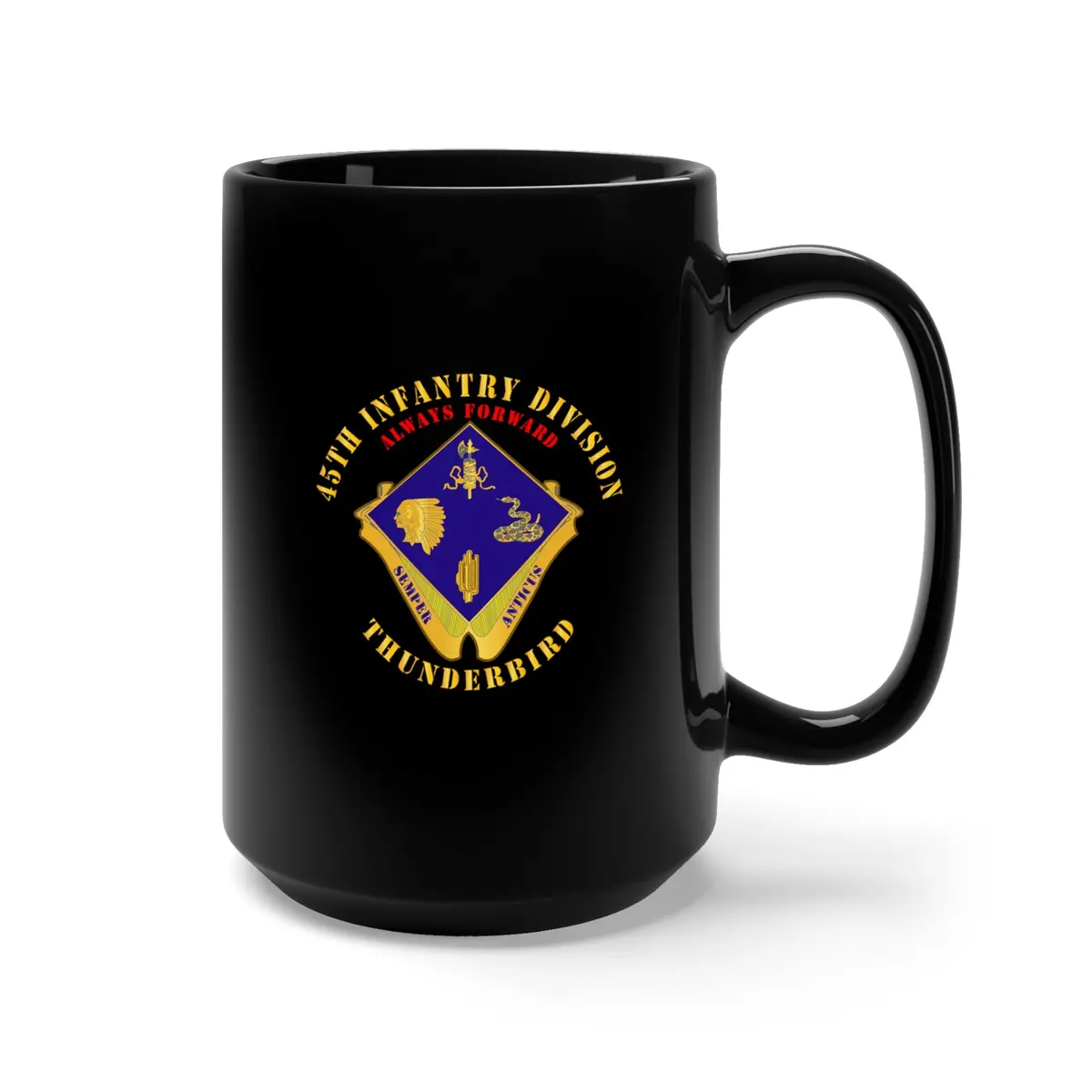 Black Mug 15Oz - Army - 45Th Infantry Division - Dui - Wo Ds 2