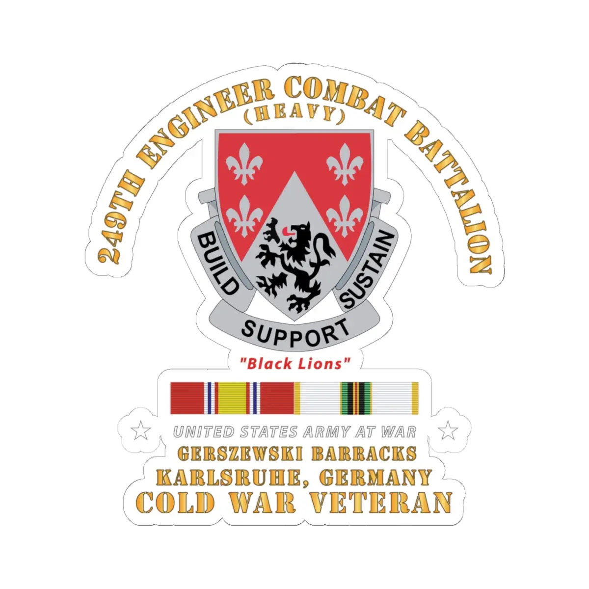Kiss-Cut Stickers - Army - 249Th Engineer Bn - Gerzewski Barracks - Karlsruhe, Ge W Cold Svc 1