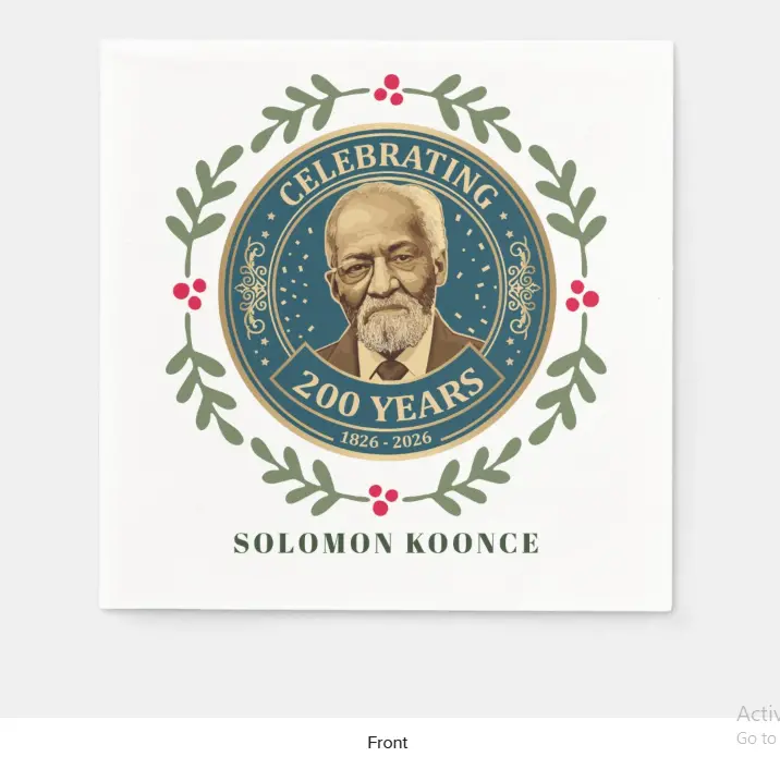 Holiday Cheer Wreath Gold Script Napkins - Solomon Koonce - Celebrating 200 Years - Sold In Sets Of 50 1