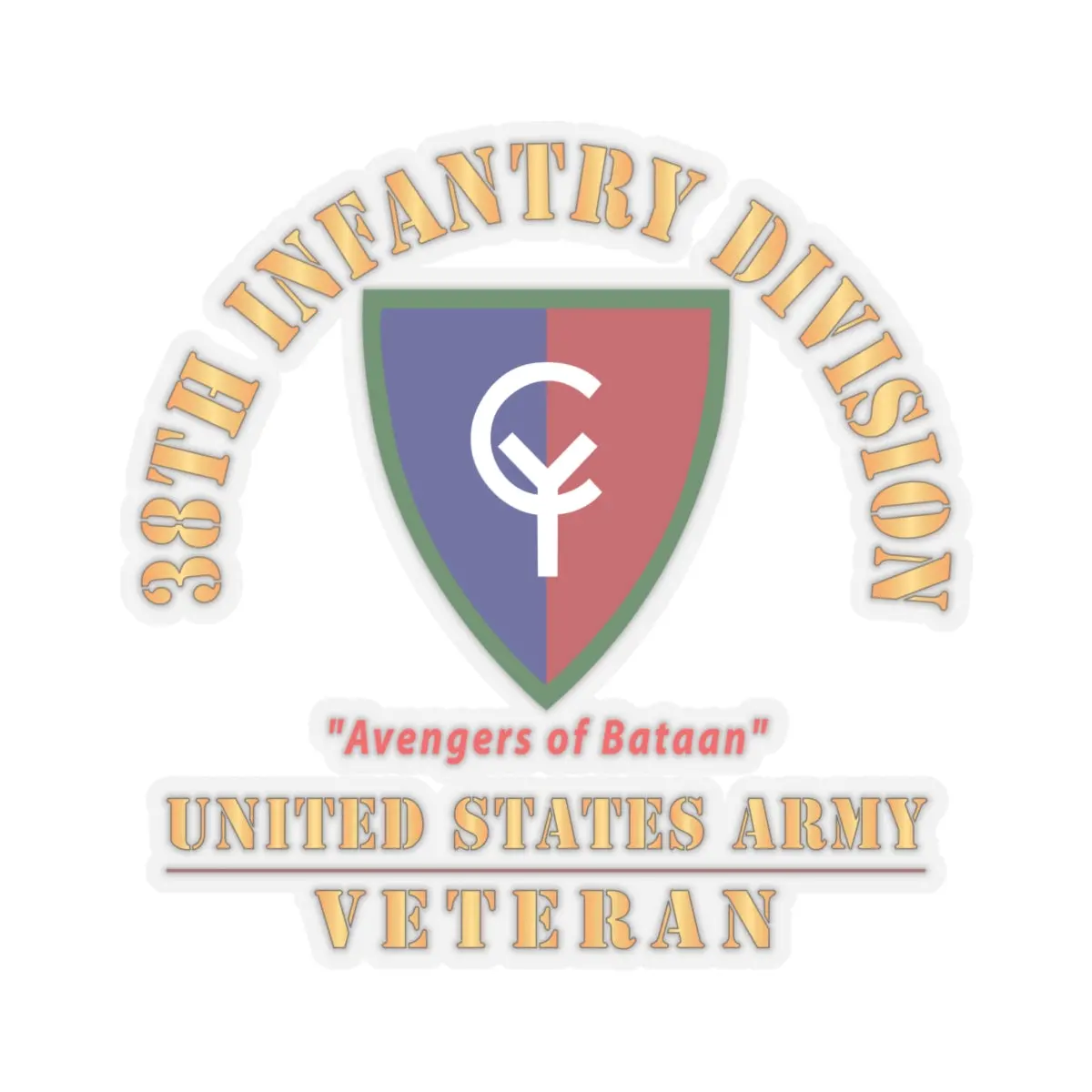 Kiss - Cut Stickers - Army - Ssi - 38Th Infantry Division - Avengers Of Bataan - Us Army Veteran X 300 2