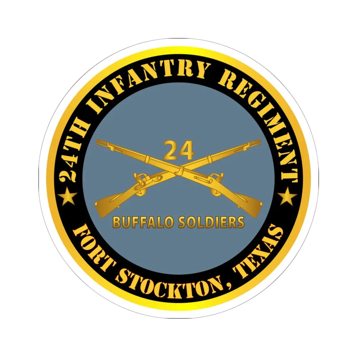 Kiss-Cut Stickers - Army - 24Th Infantry Regiment - Fort Stockton, Tx - Buffalo Soldiers W Inf Branch X 300 1