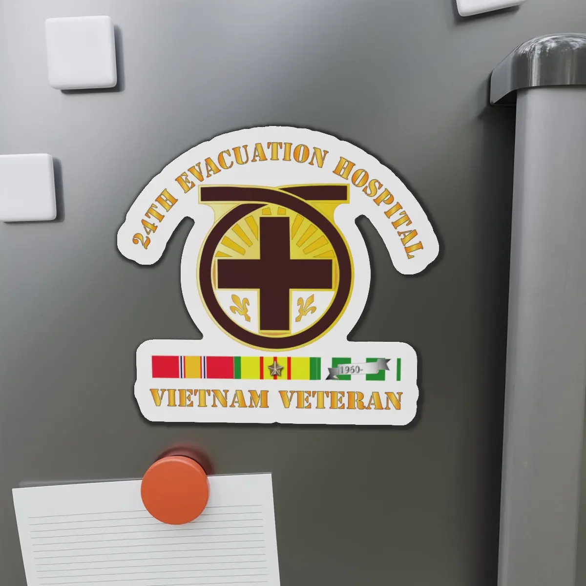 Die-Cut Magnets - 24Th Evacuation Hospital - Vietnam Veteran W  V N Svc 1