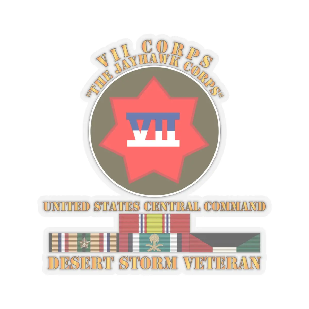 Kiss - Cut Stickers - Army - Vii Corps - Us Central Command - Desert Storm Veteran 2